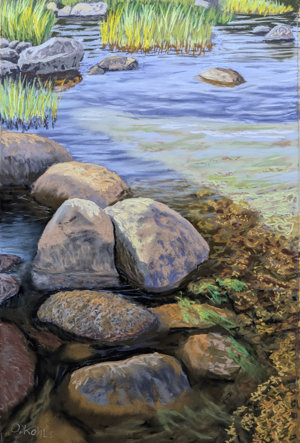 Steine in Schweden, Pastell, ca 60x40 cm, 2024