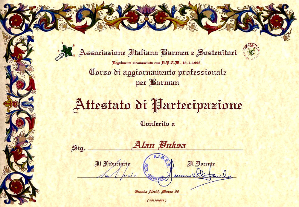 Bartender course