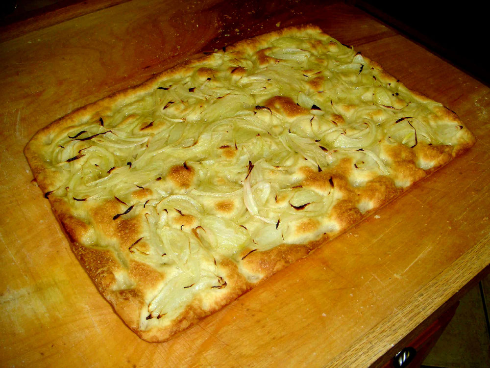 Home made focaccia with onions