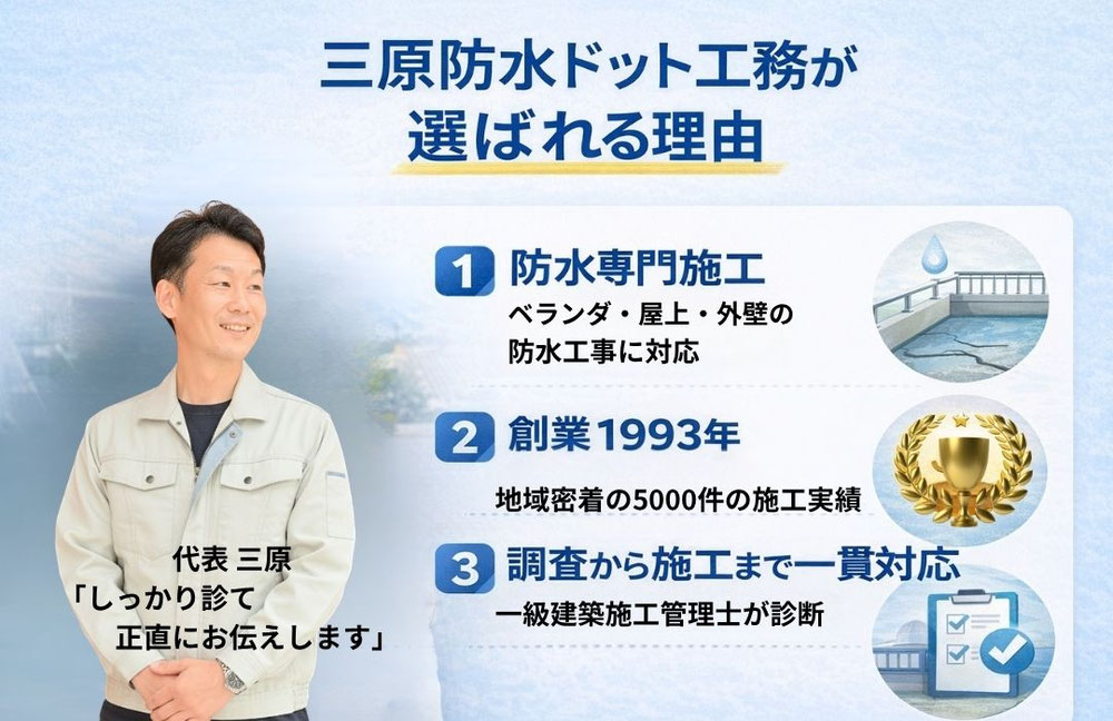 三原防水ドット工務　選ばれる理由はこれ