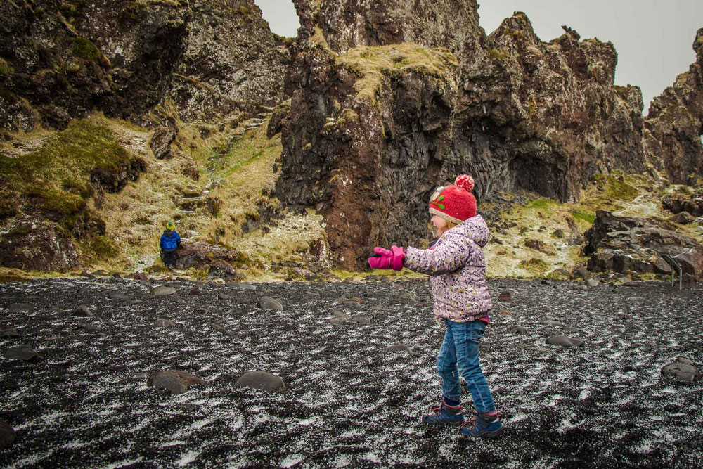 Djupalonssandur Beach Snaefellsjoekull National Park Iceland with kids