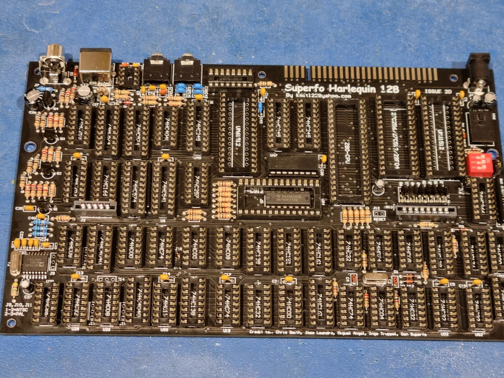 Completed Harlequin 128K PCB front