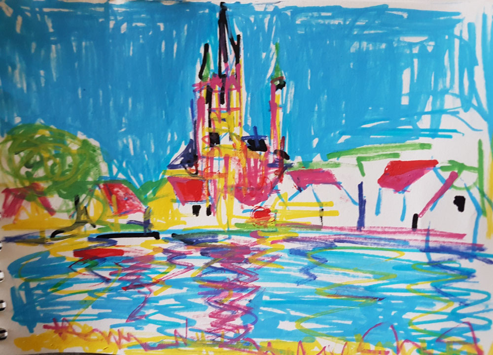 Werder, Tempera auf Papier, 2019