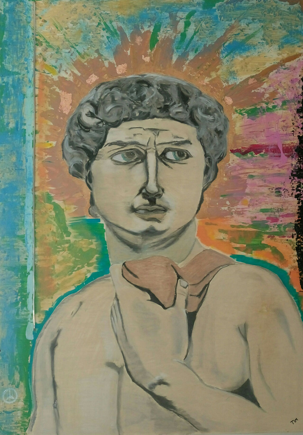 "David" - Kreiden/Acryl auf Holz (100 x 70) 350€