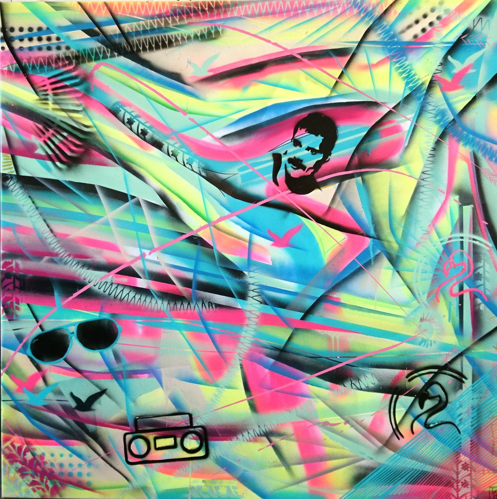 "Era of Neon" - Graffiti auf Leinwand (100x100) 520€