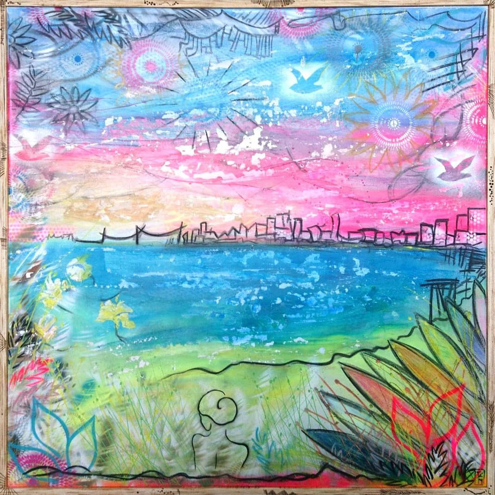 "Lose yourself" - Acryl/Lacke/Kreiden auf Leinwand (100x100 - gerahmt) 480€ 