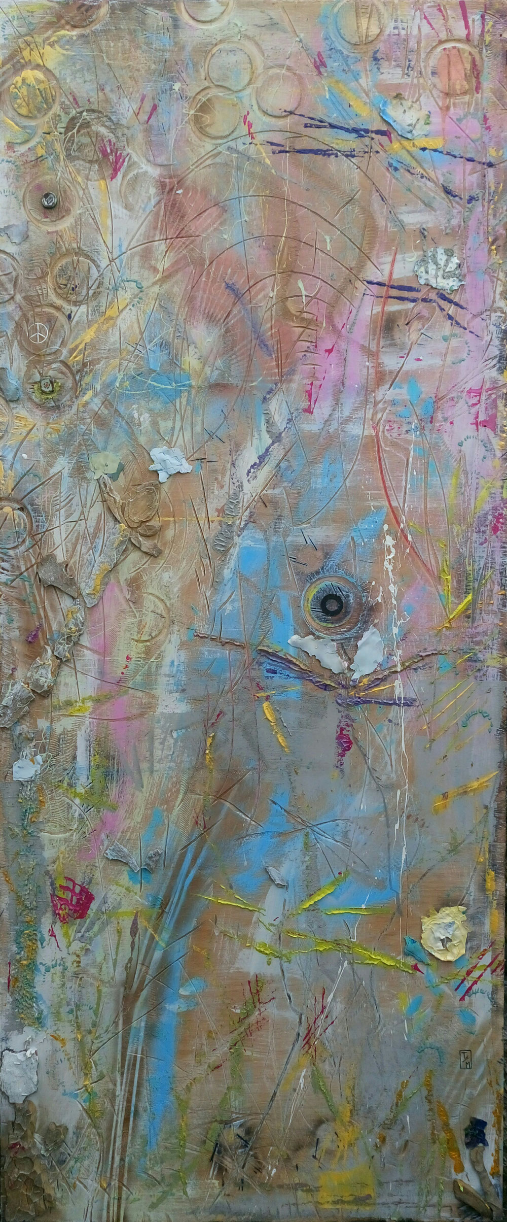 "Knock on wood" - Acryl/Holz/Metall auf Holz (220x90) 750€