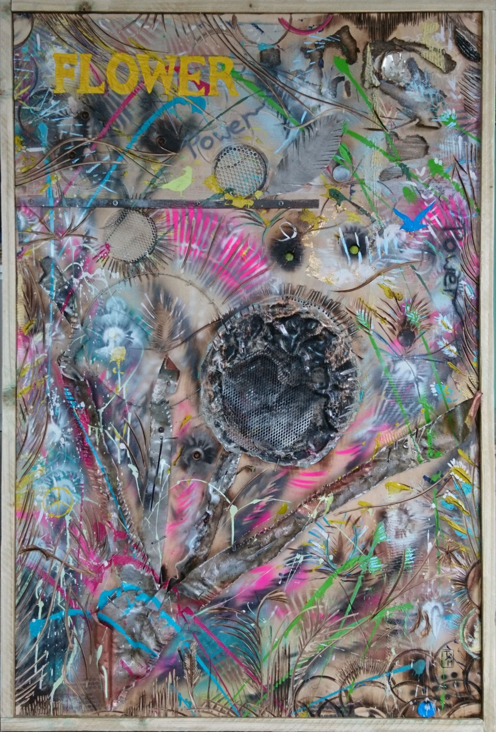 "Thistlefield" - Acryl/Lacke/Metall auf Sperrholzplatte (130x87cm - gerahmt) 630€