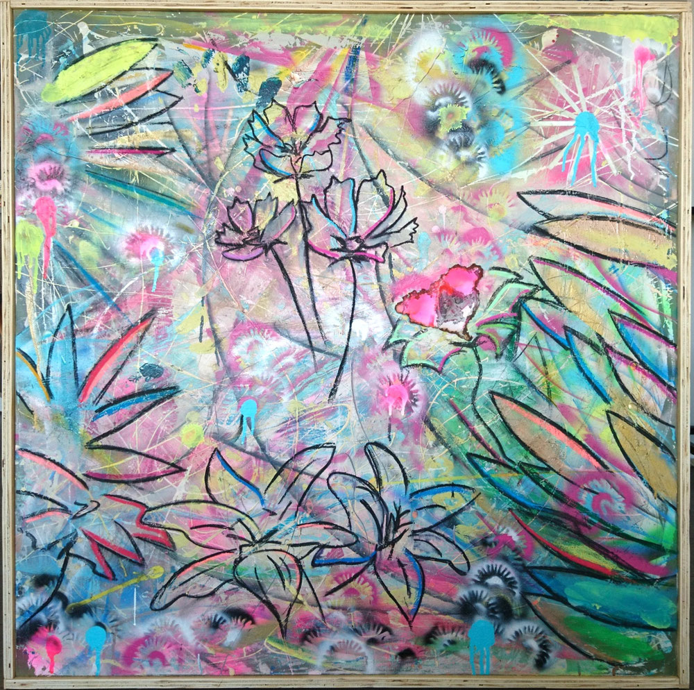"Bloemendaal" - Acryl/Lacke/Kreiden auf Leinwand (100x100 - gerahmt) 520€