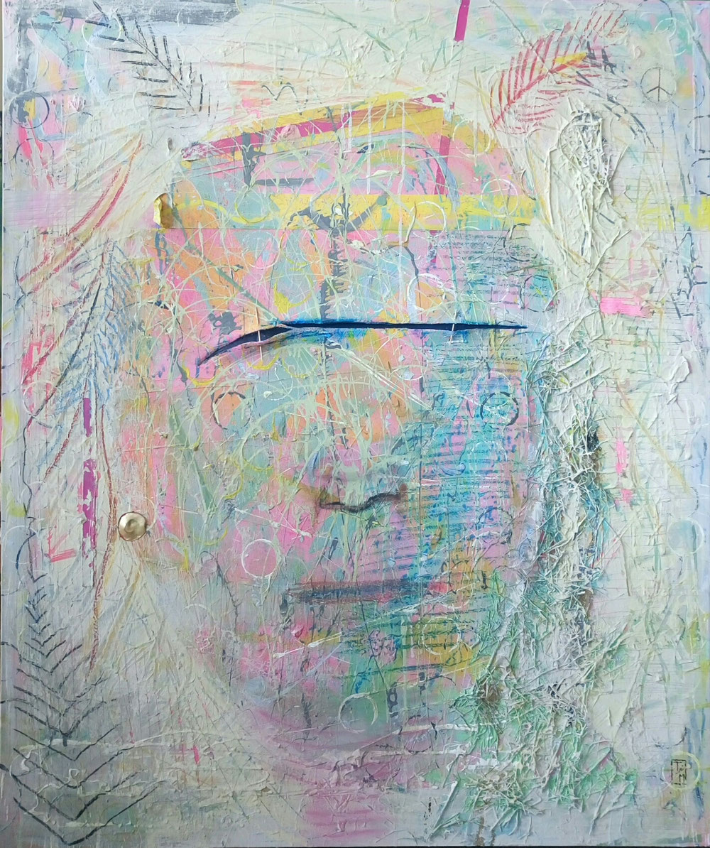 "Krieger des Lichts" - Acryl/Spachtel/Kreiden/Tape/Stroh... Auf Leinwand (120x100) 🔴