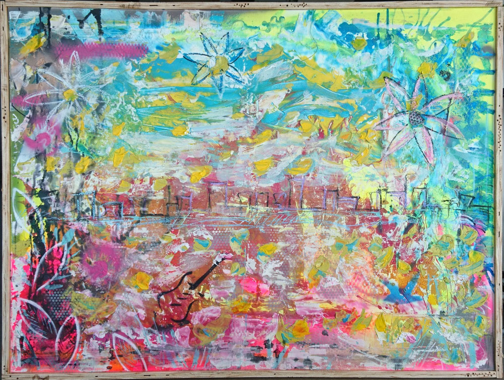 "Heaven 27" - Acryl/Lacke/Tinte auf Leinwand (120x90 - gerahmt) 490€