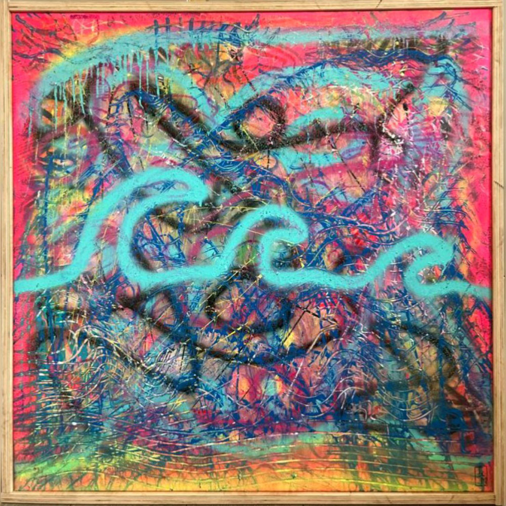 "Riptide" - Acryl/Lacke auf Leinwand (80x80cm - gerahmt) 480€