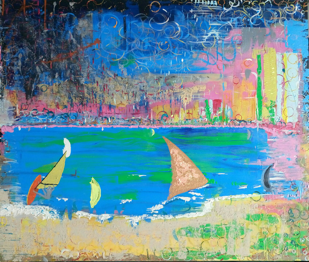 "Riders on the storm" - Acryl/Kreiden auf Leinwand (120 x 100) 390€