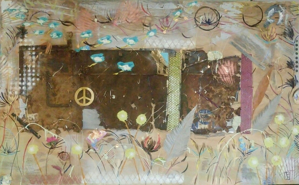 "the soft parade" - Acryl/Metall/Kreiden auf bearbeiteter Sperrholzplatte (130x80) 510€