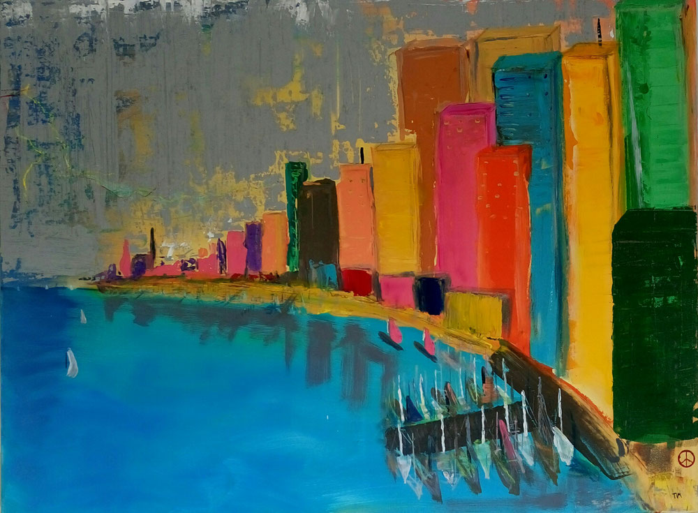 "Thunder in paradise" - Acryl/Kreiden auf Leinwand (120 x 90) 460€
