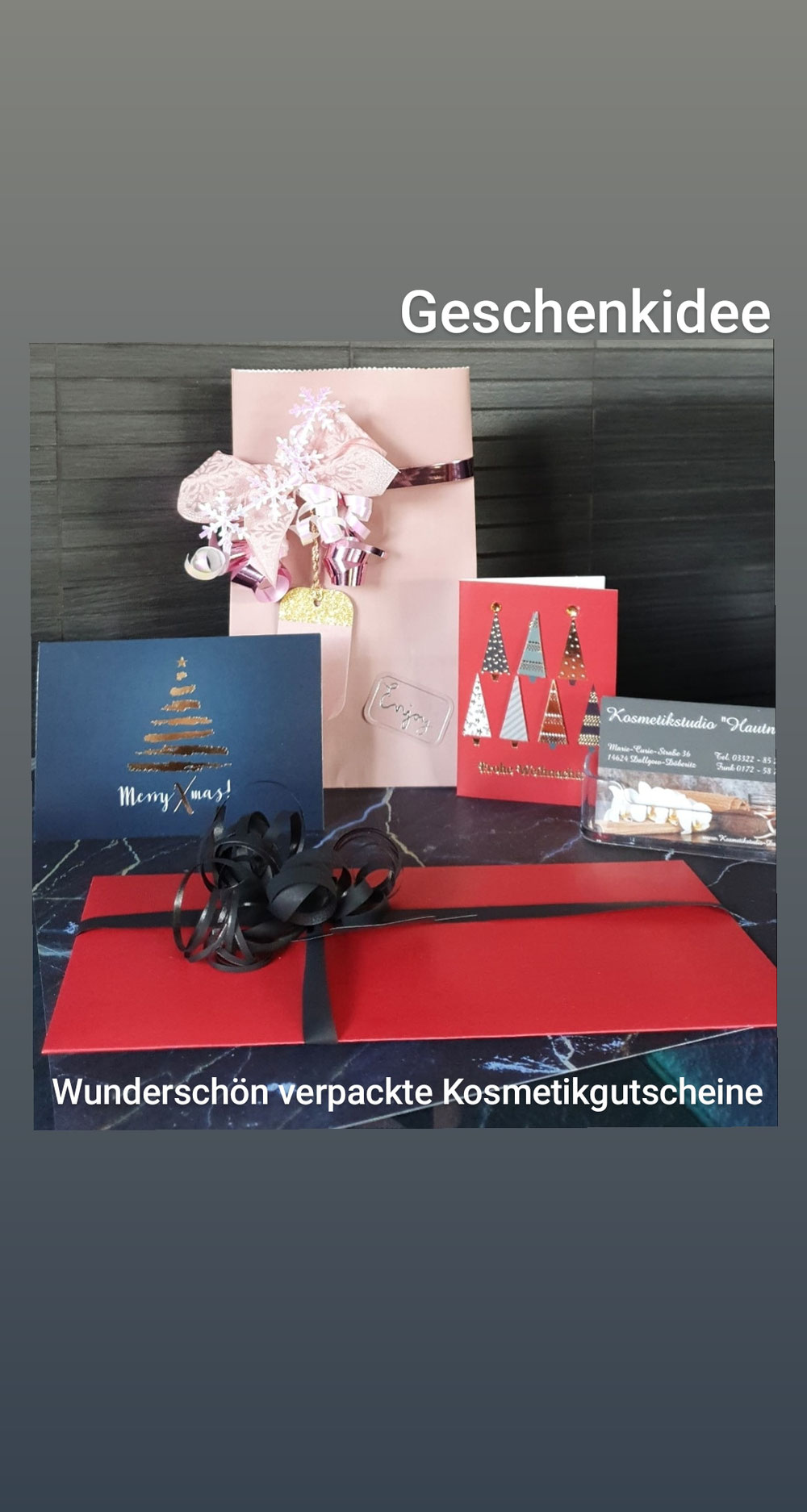 Weihnachtsgutscheine hübsch verpackt 