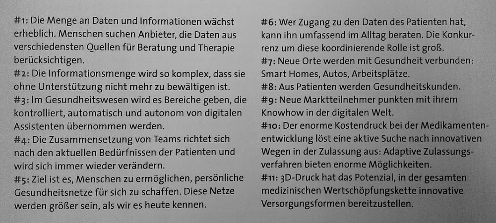 11 Zukunftstrends der Medizin (Quelle: Studie Medizin der Zukunft. b2 ahead, Leipzig)