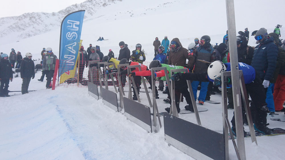 SBX athletes ready at the start gates about to race