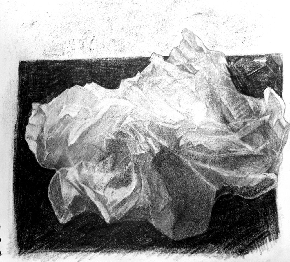 Dunkle Wolke I, 2024, Bleistift auf Papier, 28x28 