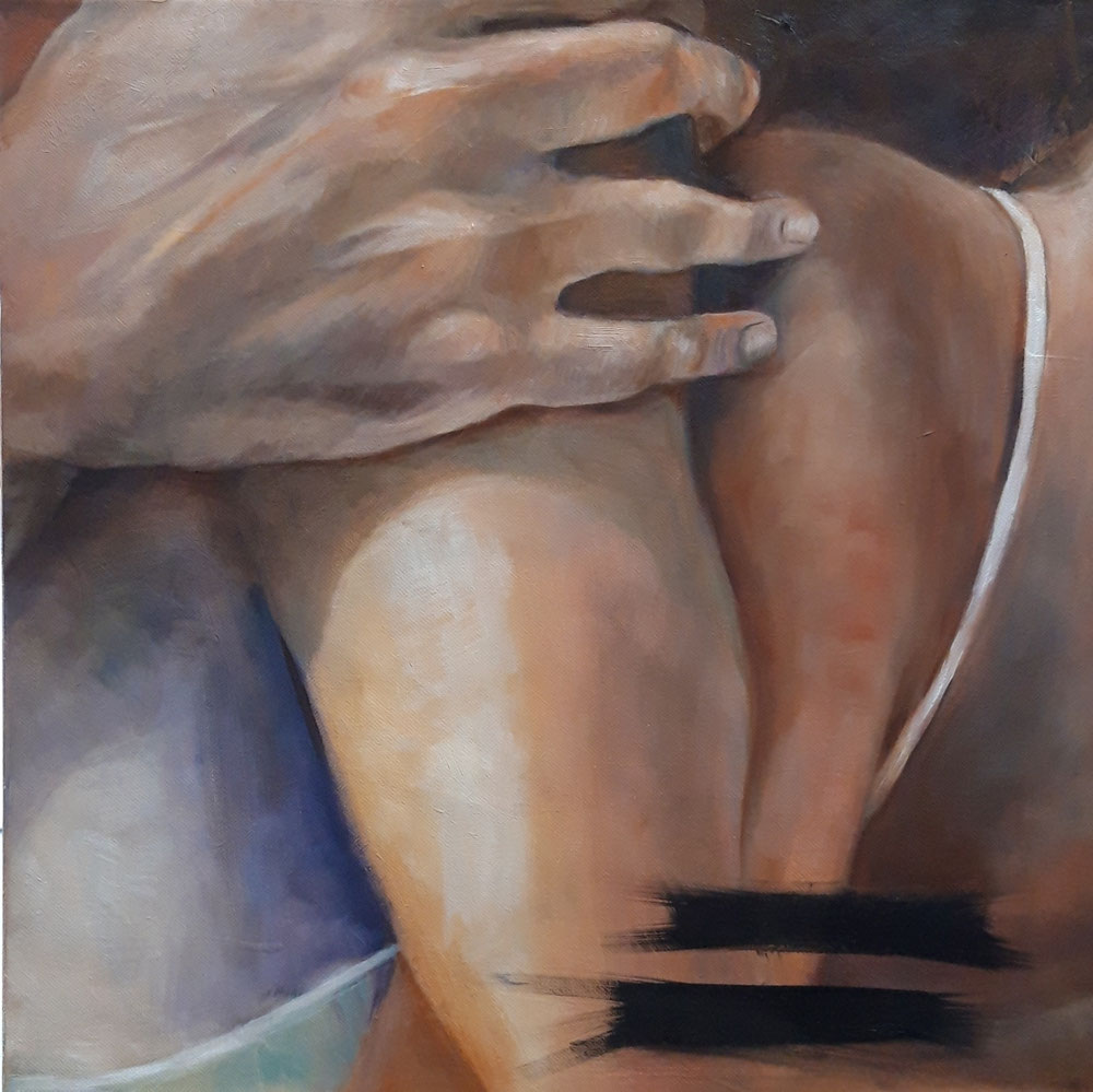 Verflochten, 2025, Öl auf Leinwand, 40x40