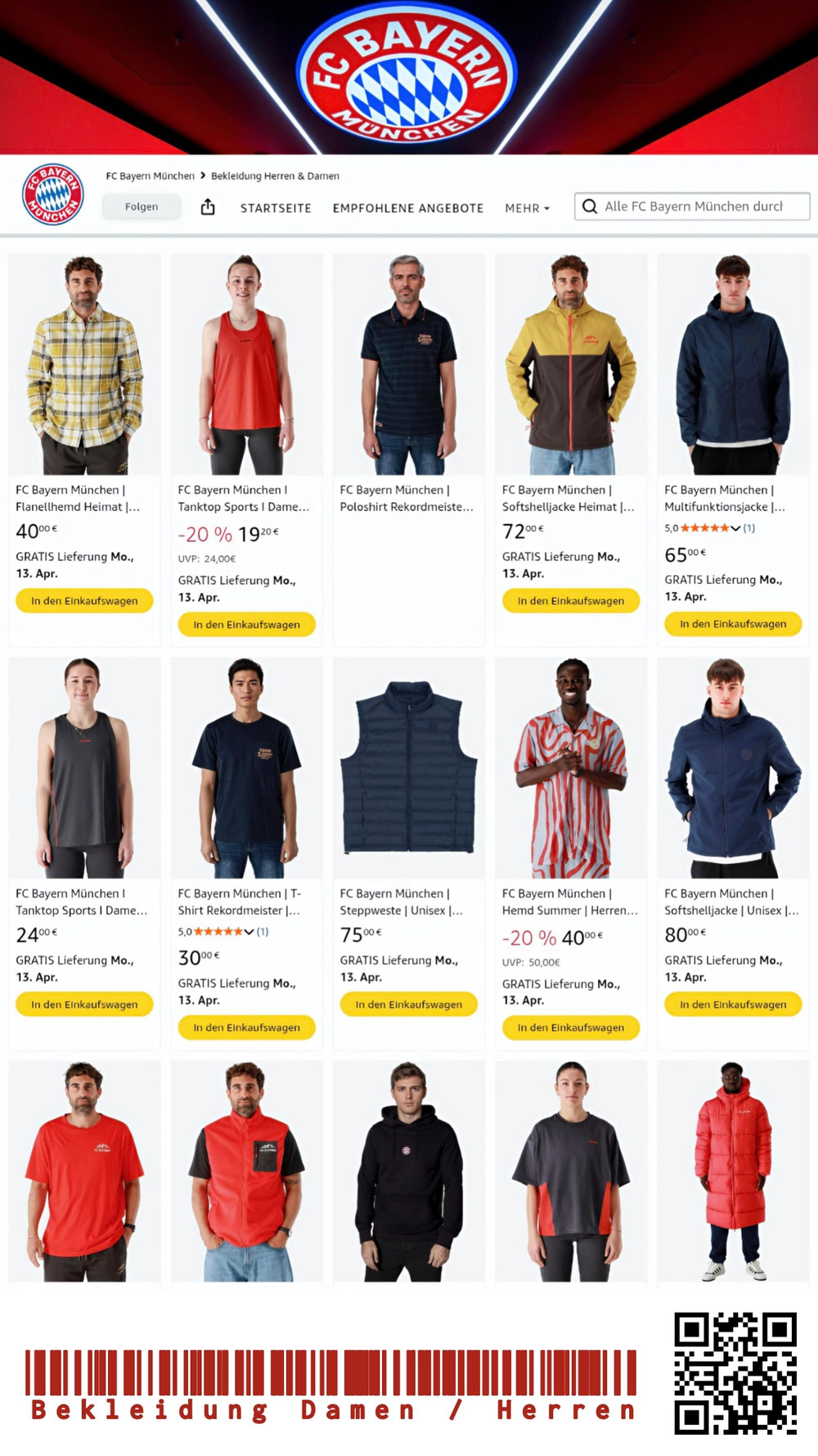 FC Bayern München Shop, Bekleidung Damen und Herren
