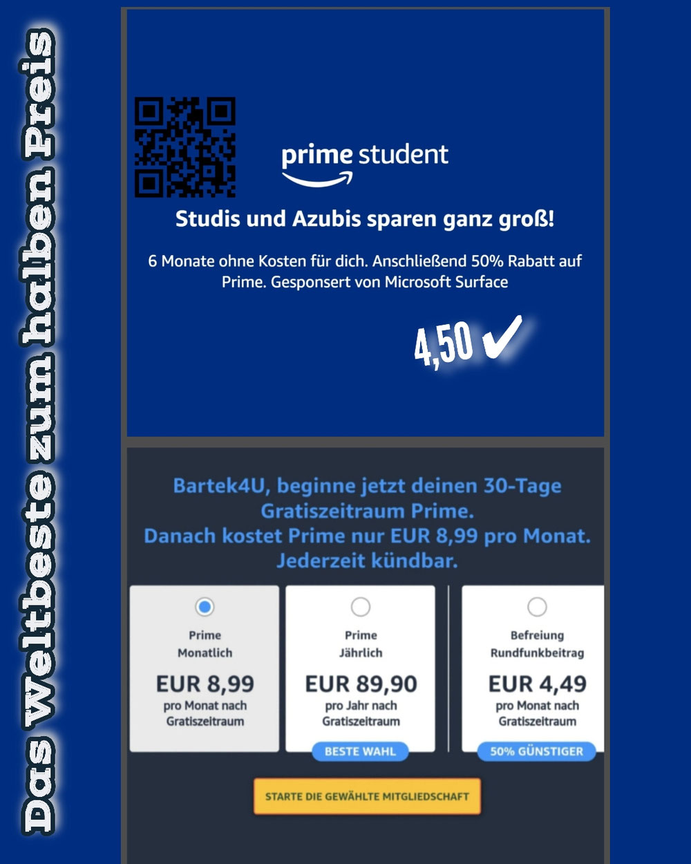 Amazon Prime Student, das "Weltbeste" zum halben Preis.