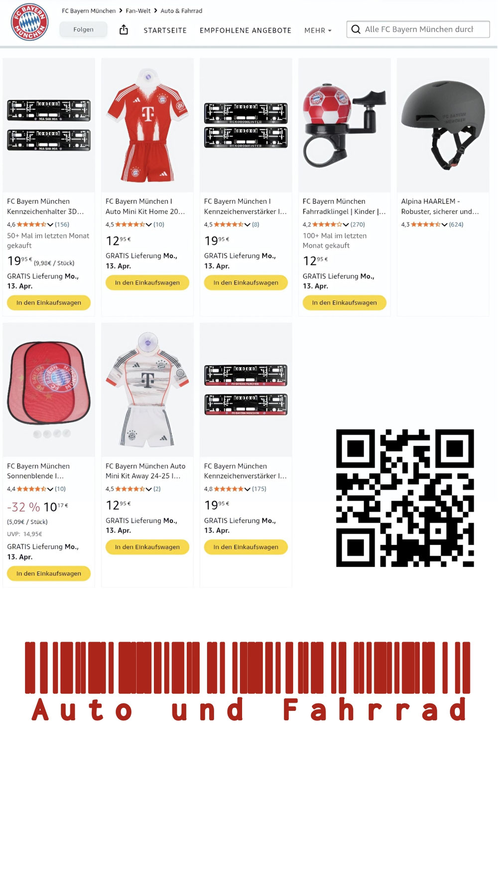 FC Bayern München Store, "Auto und Fahrrad"