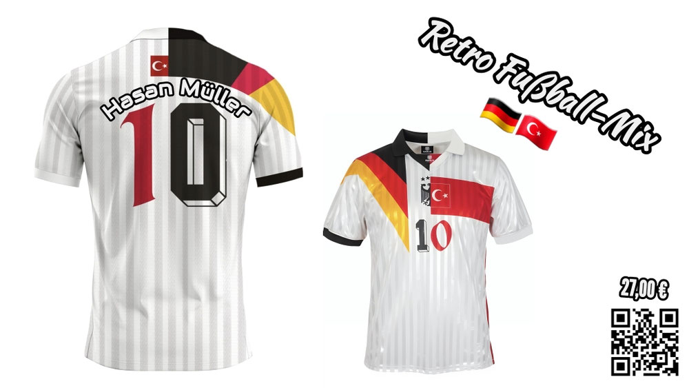 Fußballtrikot, Jersey, Retro, Mix Deutschland_Türkei, Eine Mannschaft