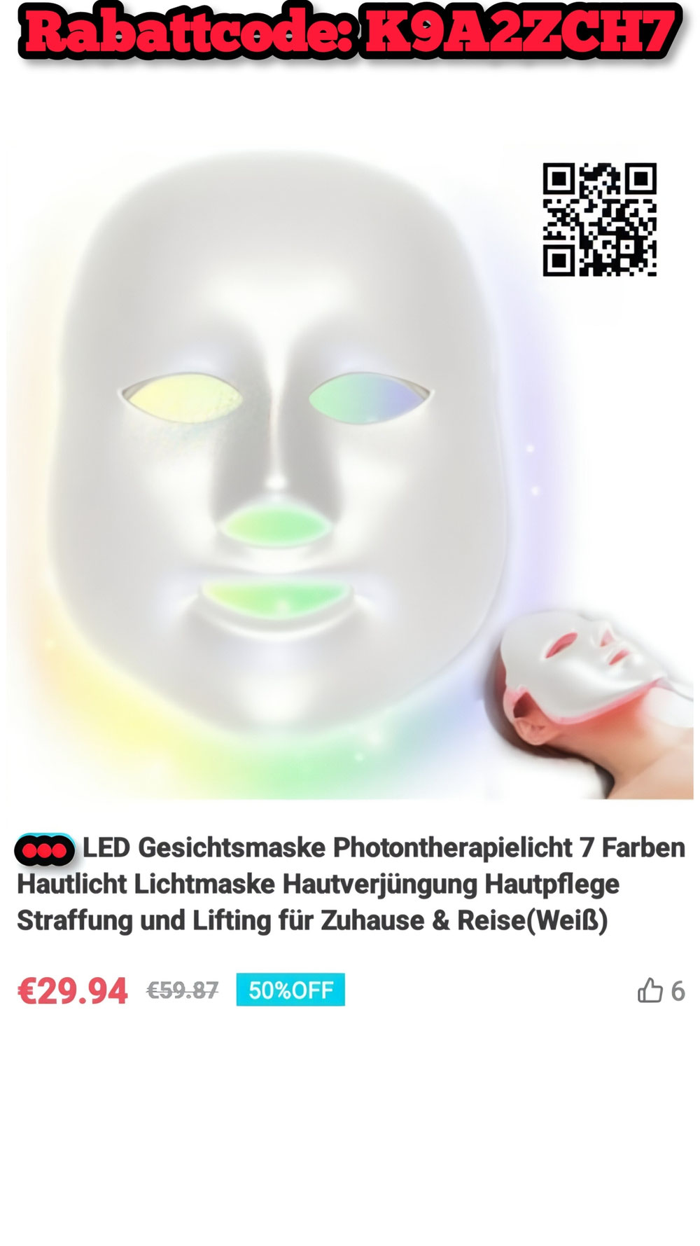 Gesichtsmaske, Heilend, Photontherapielicht