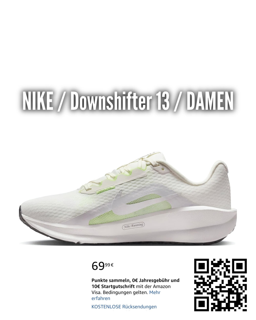 Nike Downshifter 13 / Damen - weiß/hellgrün