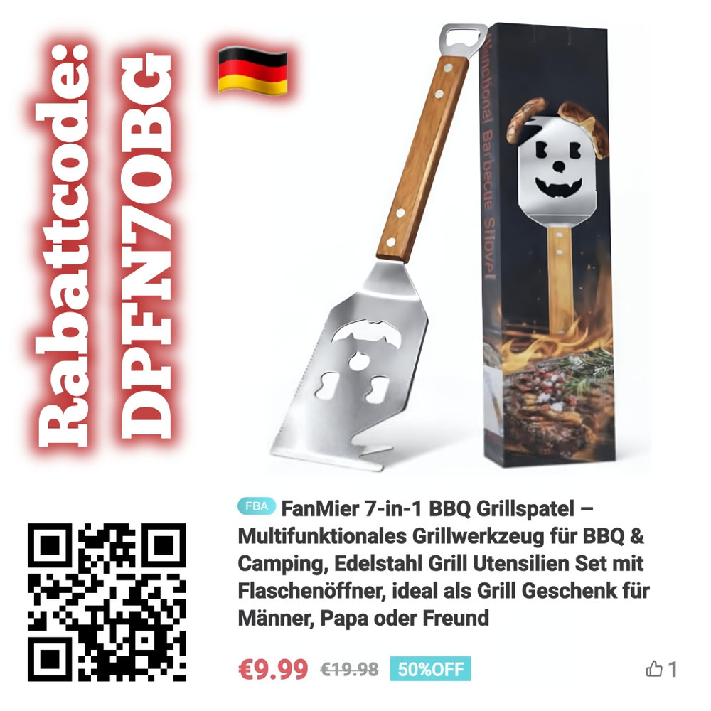 7-in-1 Multifunktion – Praktischer BBQ Grillspatel mit integrierter Zange, Flaschenöffner, Schneidekante, Grillwender u. m. – alles in einem kompakten Grillwerkzeug.  Hochwertiger Edelstahl – Robustes, rostfreies Material sorgt für lange Haltbarkeit, einfache Reinigung und zuverlässige Nutzung beim Grillen, Camping oder Picknick.  Perfekt für BBQ & Outdoor – Vielseitig einsetzbar als Grillspatel, BBQ Wendeheber oder Kochutensil – ideal für Gartenparty, Camping oder Outdoor-Cooking
