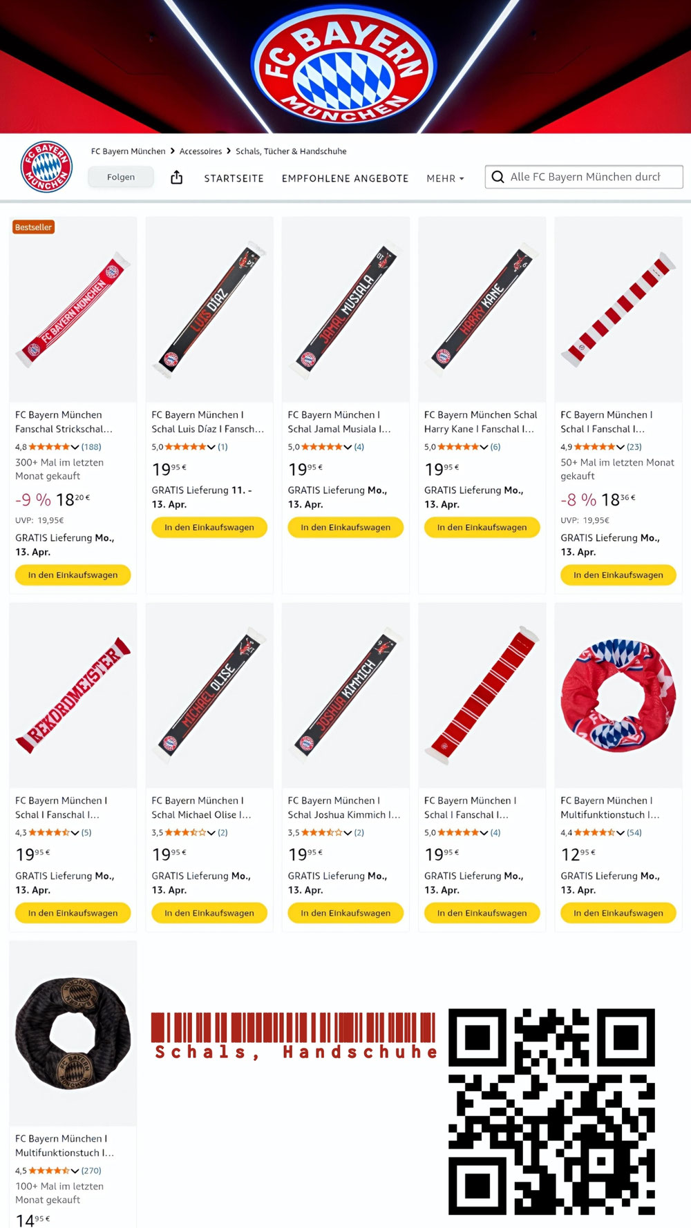 FC Bayern München Store, "Schals und Tücher: