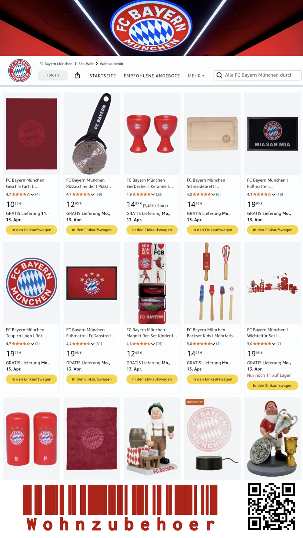 FC Bayern München Store, "Wohnzubehör"