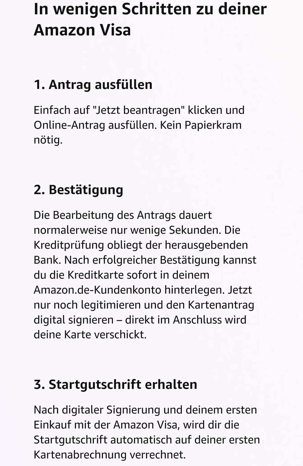 In wenigen Schritten zu Deiner Amazon VISA