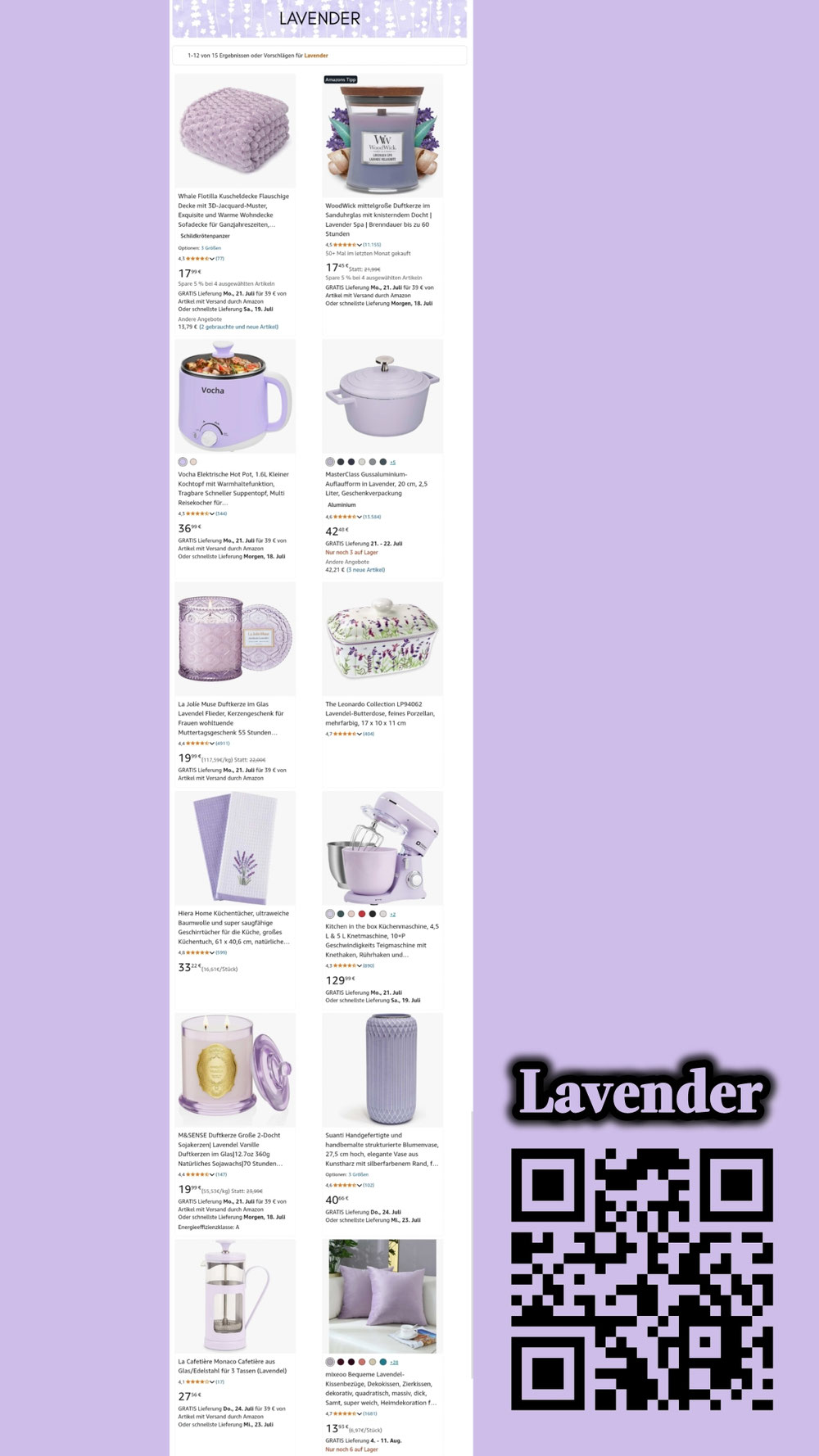 Lavender, Haushalt 