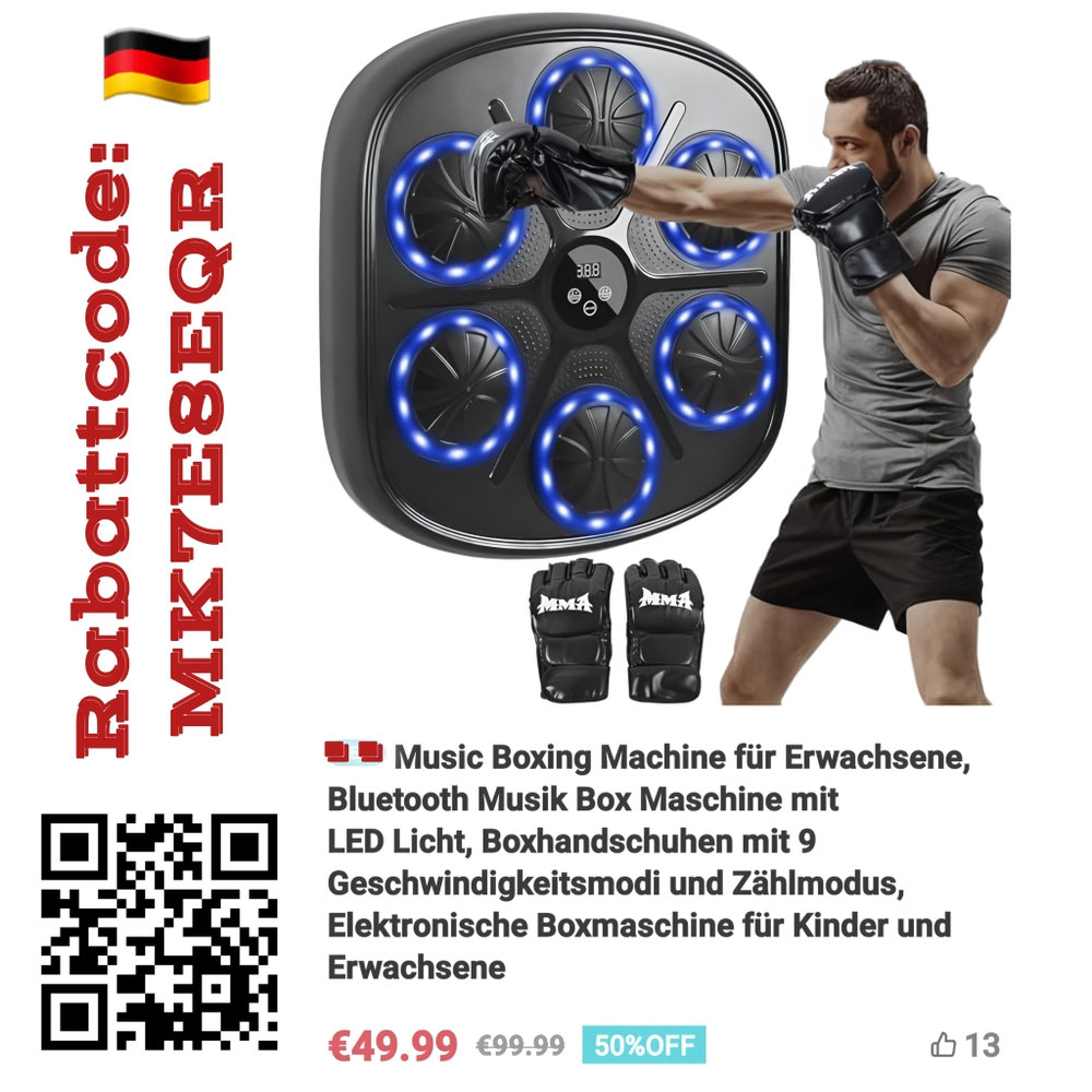 MUSIC BOXING MACHINE für Erwachsene, Bluetooth, Music, Sport, Workout