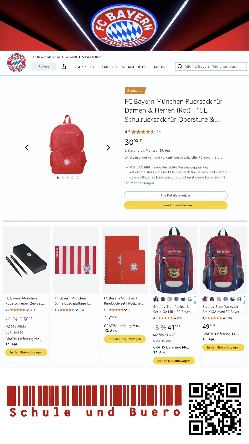 FC Bayern München Store, "Schule und Büro"