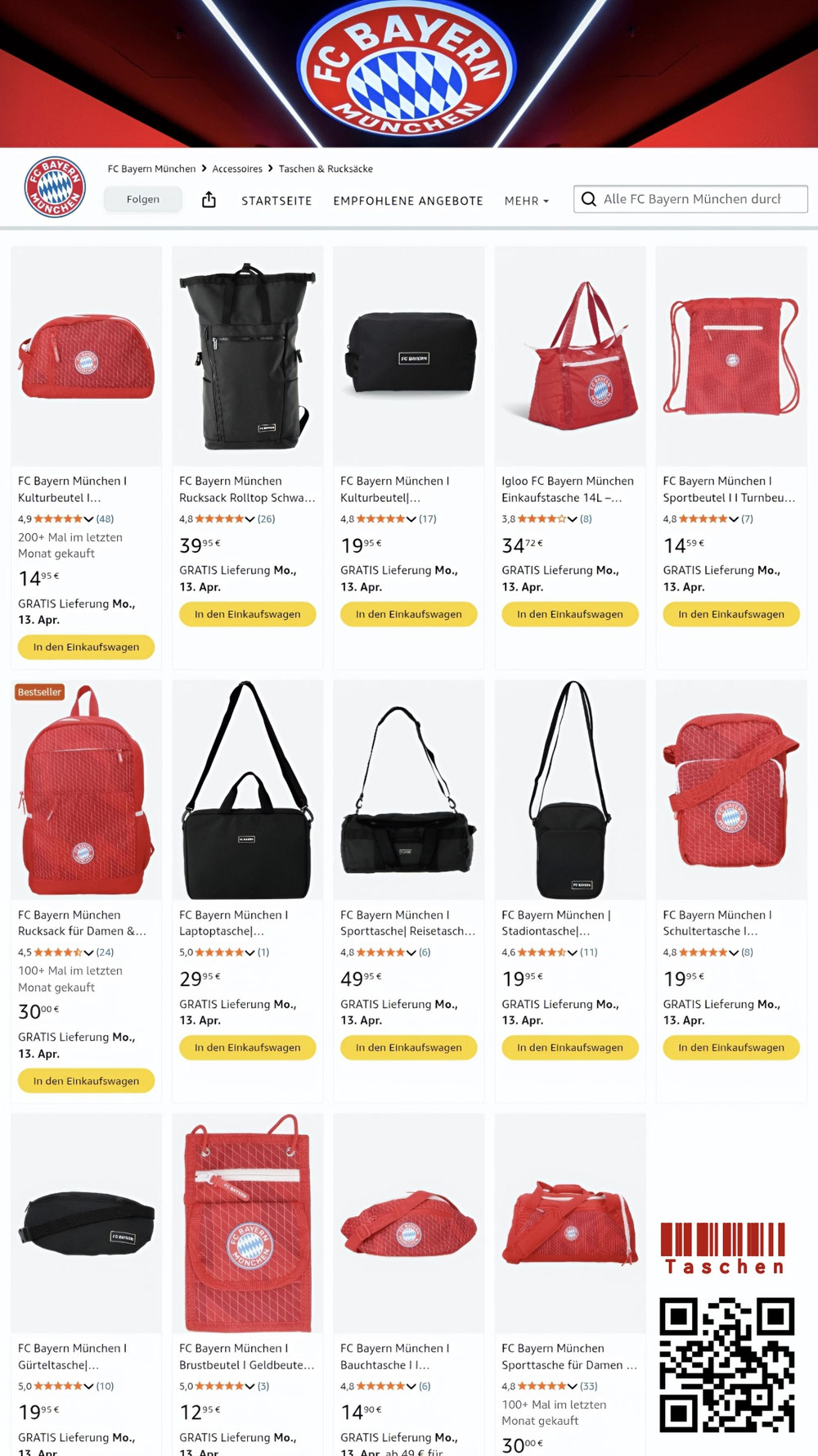 FC Bayern München Store, "Taschen und Rucksäcke"