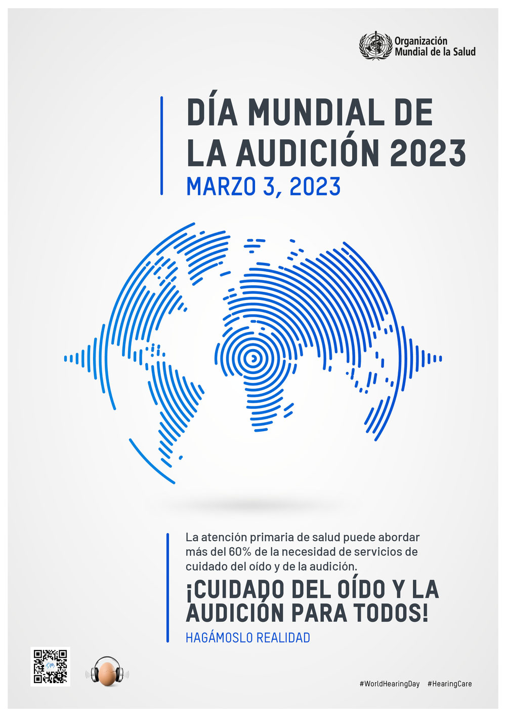 Día Mundial de la Audición 2023. #WorldHearingDay #HearingCare Centro Auditivo Cuenca, en Valencia. Con el lema "Cuidado del oído y la audición para todos".