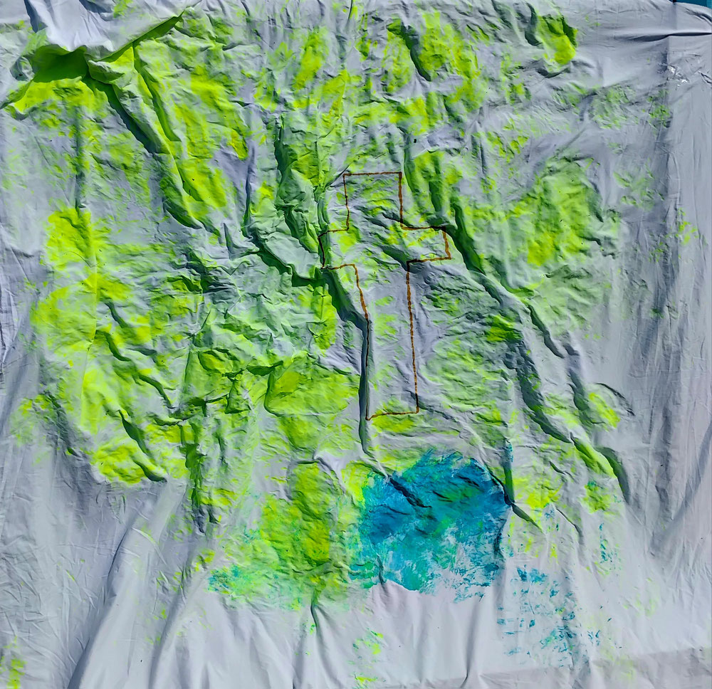 Jesus Kross, 200x100cm, mixed media, Iceland, 2025