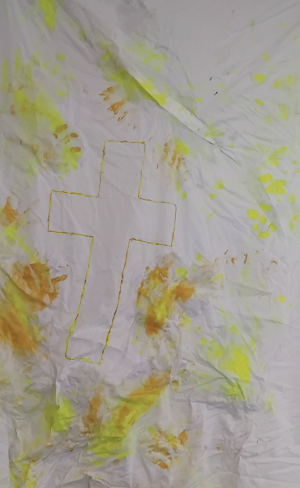 Jesus Kross, 200x100cm, mixed media, Iceland, 2025