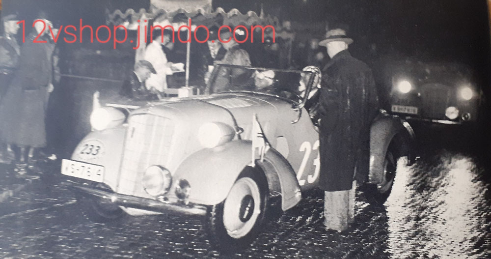 Avus Berlin 1934, Nacht, Regen, Spiegelglatte Fahrbahn im Geländesportwagen 1934