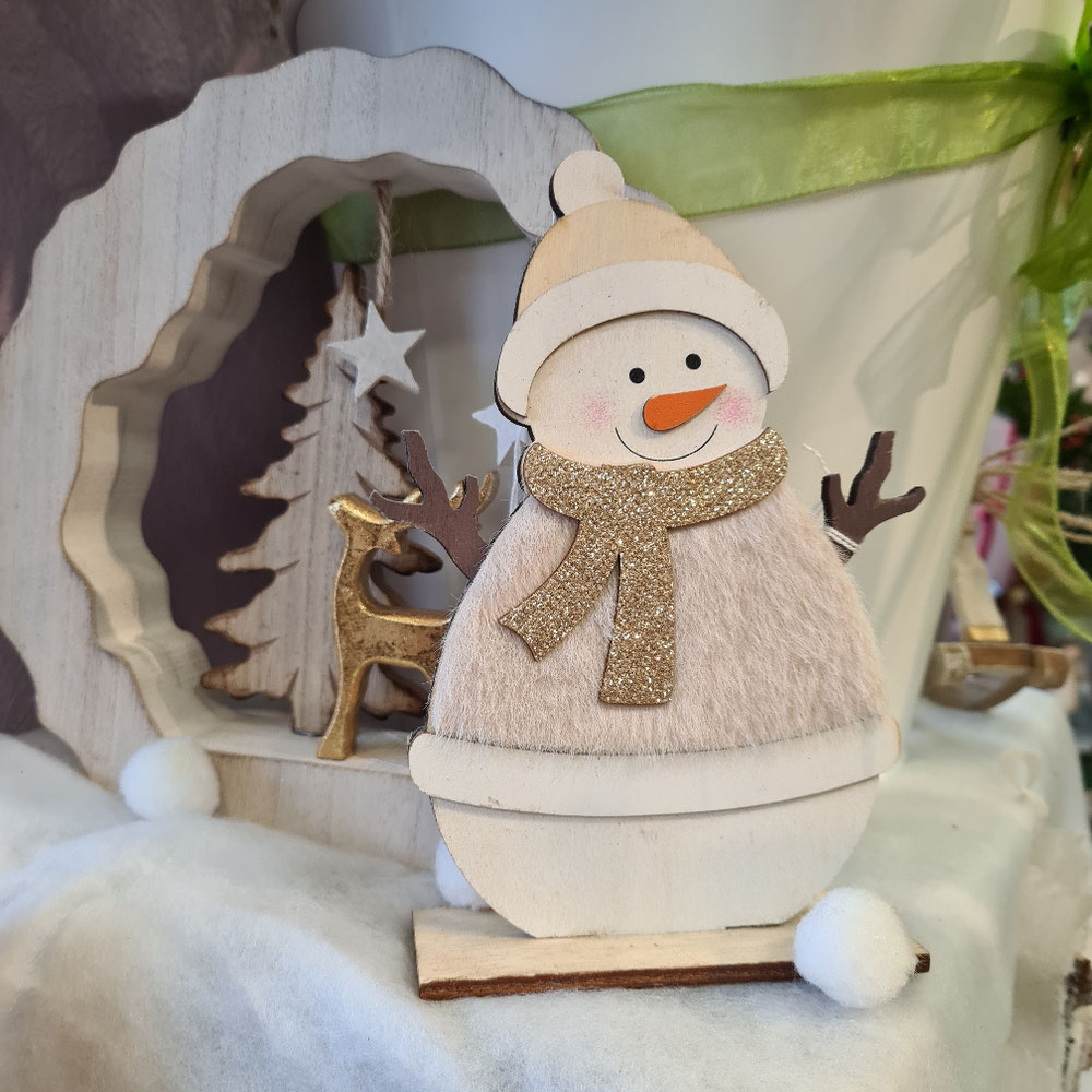 Bonhomme de neige en bois 