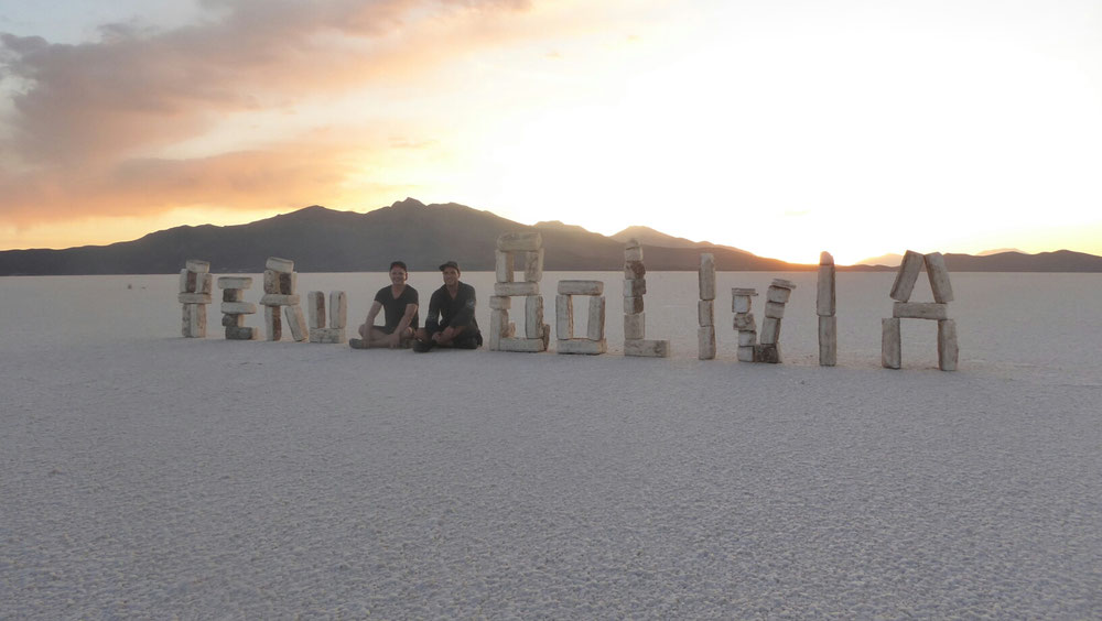 Sonnenuntergang im Salar de Uyuni