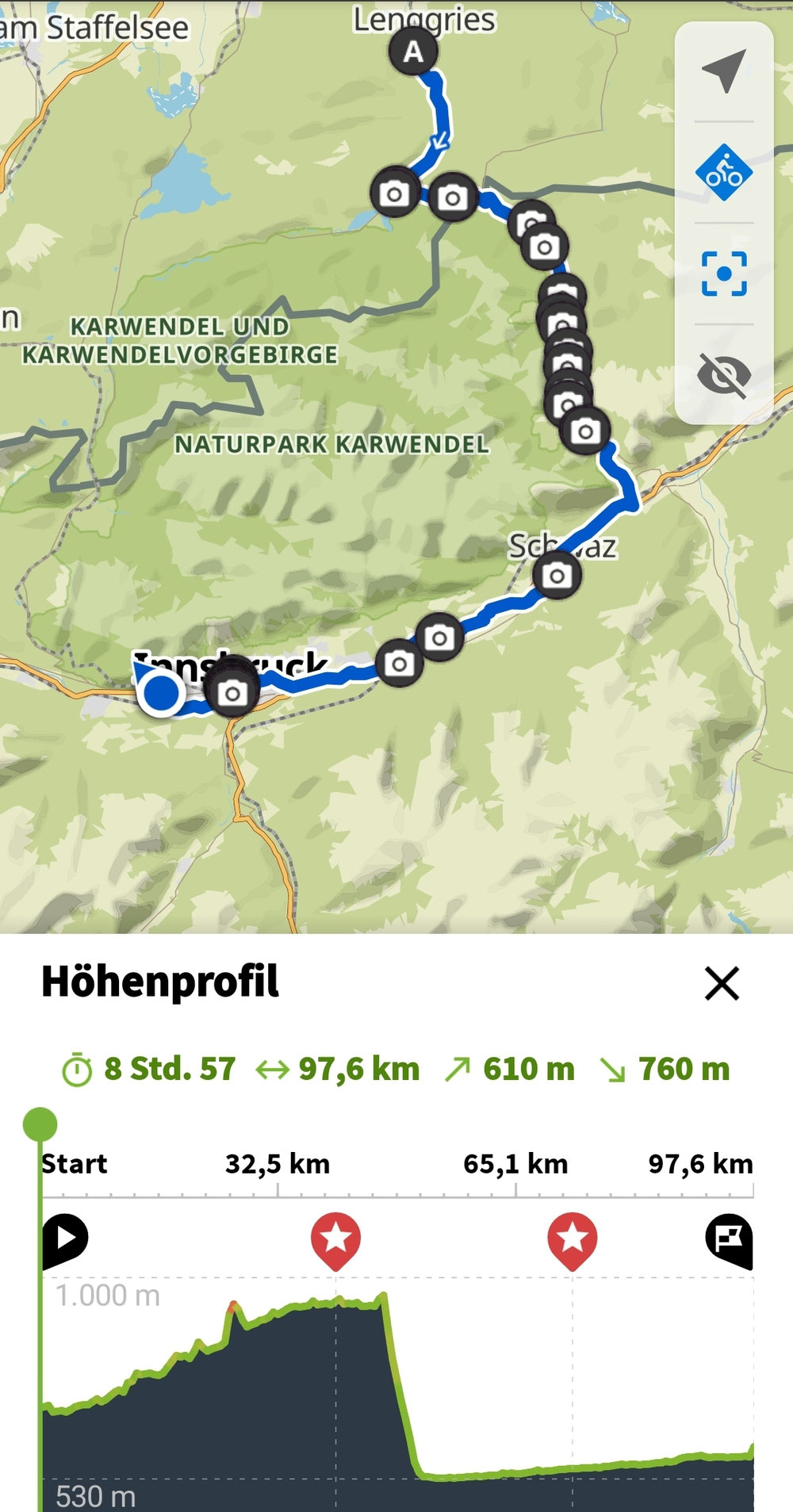 Die Tour bei komoot