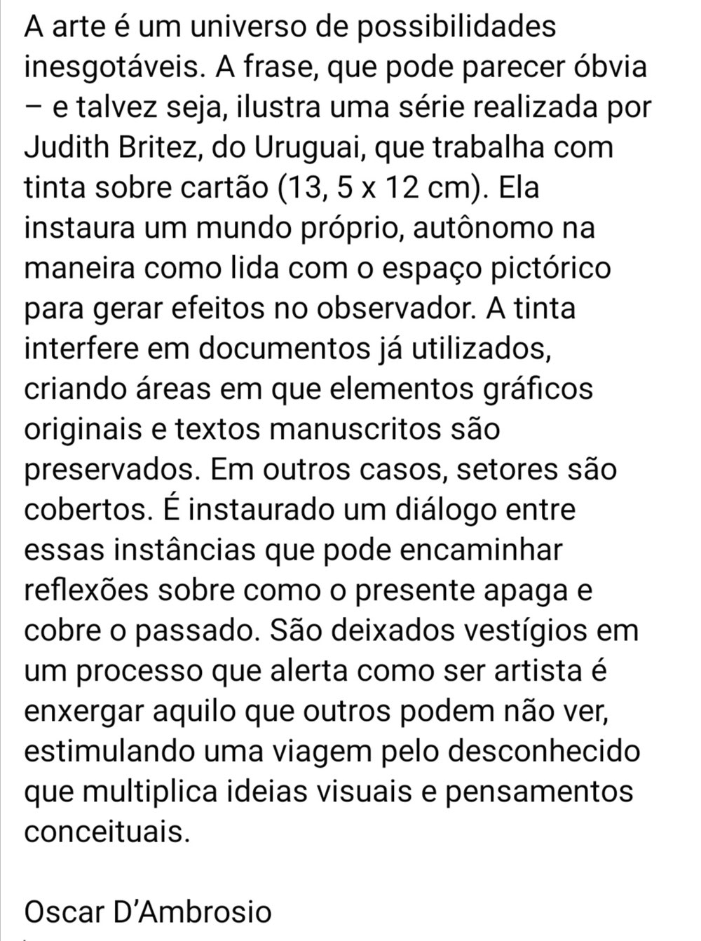 Crítico de arte - Oscar Dambrosio - BRASIL 2021