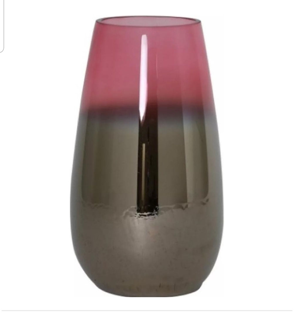 Vaas/ Windlicht metallic roze 