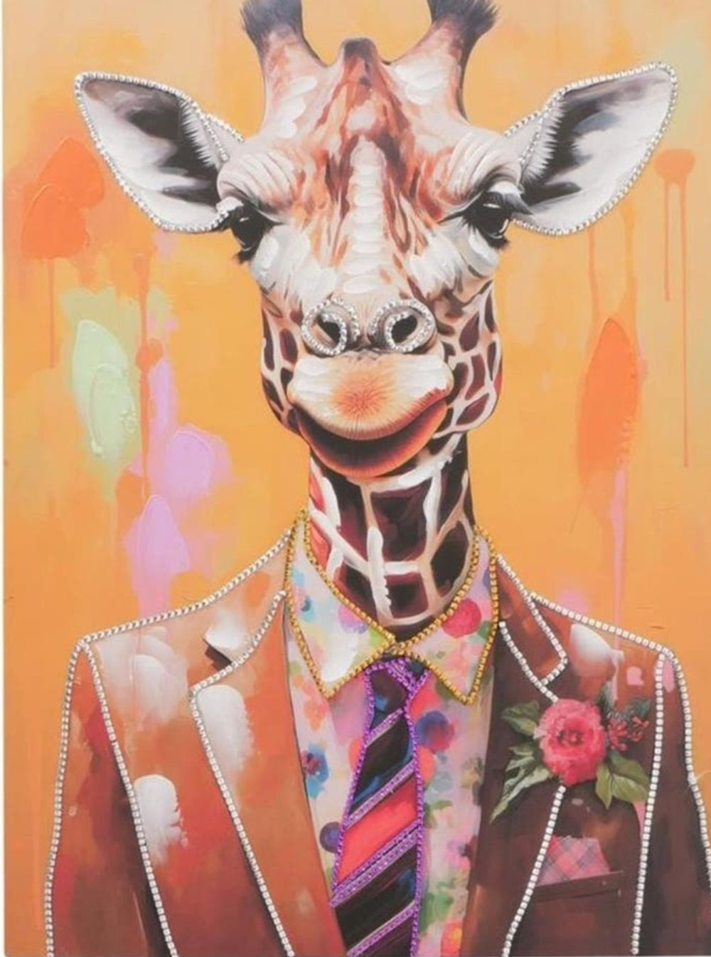 Canvas schilderij Giraf met steentjes