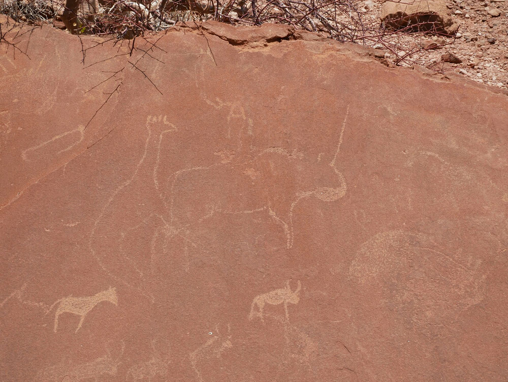 Oryx, Giraffe und Co. als Felszeichnung