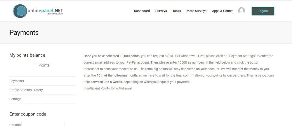 OnlinePanel.net Payment Option